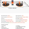 A diagram of a dual suction cup lifter with dimensions and specifications listed below. Voir les images du produit