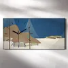 Wandkunst Leinwand Bild Uhr 60x30 Malerei Abstrakte Winter Produktbild-Vorschau 2