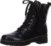 A black patent leather boot with laces and a zipper. Produktbild-Vorschau