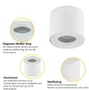 Collage of images and text describing features of a white LED ceiling light. Produktbild-Vorschau