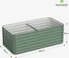 A green metal raised garden bed with dimensions indicated. Produktbild-Vorschau