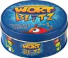 A round blue tin with the game title 'Wort Blitz' and cartoon characters on it. Produktbild-Vorschau