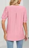 ASKSA T-shirt femme manches bouffantes creusé chemisier col Voir les images du produit 6