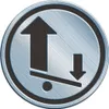 A metallic circular icon with a lever mechanism and arrows indicating upward and downward force. Voir les images du produit