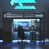 A gaming-themed loft bed setup with a desk, computer, and chair. Anteprima dell’immagine prodotto