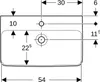 A technical drawing of a sink with dimensions. Anteprima dell’immagine prodotto