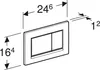A technical drawing with dimensions of a flush plate for a toilet. Náhľad obrázku produktu