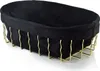 A black fabric basket with a gold wire frame, shown on a white background. Náhled obrázku produktu