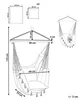 Diagram showing the dimensions and specifications of a hanging chair. Produktbild-Vorschau