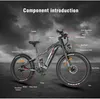 A diagram of an electric bicycle with various components labeled. Produktbild-Vorschau