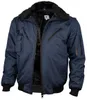 A navy blue bomber jacket with a black fur collar and lining. Produktbild-Vorschau