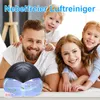 A family is posing for a photo with a water-based air purifier in the foreground. Produktbild-Vorschau