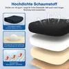 A layered diagram illustrating the construction and materials of a cushion or seat. Produktbild-Vorschau
