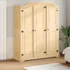 A light wood wardrobe with three doors is shown in a room with a light gray wall and wooden floor. Produktbild-Vorschau