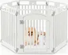 A white plastic pet playpen with a dog and a cat inside. Podgląd zdjęcia produktu