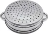 A stainless steel steamer pot with a perforated lid and handles. Podgląd zdjęcia produktu