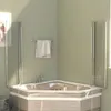 A corner bathtub with two glass shower screens. Produktbild-Vorschau