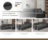 A collage showing a modern grey corner sofa with different views and features highlighted. Produktbild-Vorschau