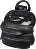 An open black leather backpack showing its interior. Produktbild-Vorschau