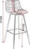 A sketch of a bar stool with dimensions indicated by red lines and text. Produktbild-Vorschau