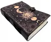 Cahier en cuir vintage, motif Soleil et Lune, 200 pages, Voir les images du produit 2