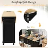 A kitchen island cart with its tabletop extended, showing its functionality and dimensions. Produktbild-Vorschau