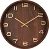 Braun Nachahmung Holz Wanduhr rund 30,5 cm Produktbild-Vorschau 7