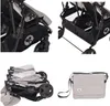 Collage of images showing different views of a twin stroller and a changing bag. Náhled obrázku produktu