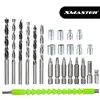 A collection of drill bits, socket wrenches, and a flexible shaft extension, laid out on a white background. Produktbild-Vorschau