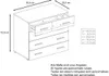 A technical drawing of a chest of drawers with dimensions and measurements labeled. Produktbild-Vorschau