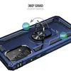 A blue phone case with a ring holder is shown at an angle, with graphics indicating its rotation capabilities. Produktbild-Vorschau