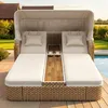 Polyrattan Sonneninsel 192x160cm mit klappbarem Sonnendach Produktbild-Vorschau 2