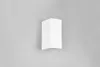 A white wall sconce is mounted on a light gray wall. Produktbild-Vorschau