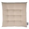 A square, tufted cushion with a cream-colored fabric. Produktbild-Vorschau