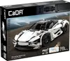 The image shows the packaging of a white remote-controlled sport car building set, with a race track scene in the background. Produktbild-Vorschau
