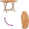 A wooden folding garden table shown in its open and folded states. Náhled obrázku produktu