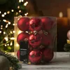 Christbaumkugeln - Weihnachtbaumskugeln - bruchfest - D: 6cm - glänzend/matt  - rot - 12er Set Produktbild-Vorschau