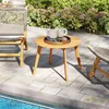 COSTWAY Beistelltisch Holz, runder Gartentisch, Holztisch Produktbild-Vorschau 2
