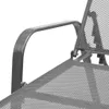 Close-up of the armrest and mesh seat of a gray metal lounge chair. Produktbild-Vorschau
