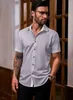 Herren Sommerhemd Kurzarm Slim Fit Grau L Business Hemd Produktbild-Vorschau 4