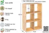 A diagram and descriptive text for a wooden bookshelf. Anteprima dell’immagine prodotto