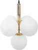 A product shot of a chandelier with multiple white glass globes and a gold stem. Anteprima dell’immagine prodotto