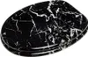 A black toilet seat with a white marble pattern. Produktbild-Vorschau