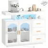 HOMCOM: Credenza alta lucida con illuminazione a LED, prese Anteprima dell’immagine prodotto 1