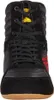 A close-up, front-facing view of a black boxing shoe with red accents. Produktbild-Vorschau