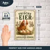 Blechschild 20x30cm Frische Eier von glücklichen Hühnern Produktbild-Vorschau 2