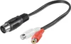 A black cable with a 5-pin DIN connector on one end and two RCA connectors (red and white) on the other end, isolated on a white background. Náhľad obrázku produktu