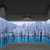 A room with projectors displaying a winter forest scene on the walls and ceiling. Podgląd zdjęcia produktu