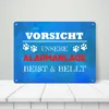 Vorsicht unsere Alarmanlage beißt & bellt Metallschild XL Produktbild-Vorschau 3