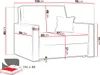 A line drawing of a sofa with dimensions indicated by red lines and text. Náhled obrázku produktu